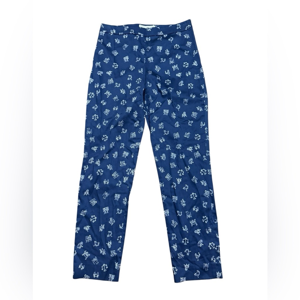 Carolina Herrera Pants Zodiac Print Dark Blue Archive Print Collection B131 Sz 8